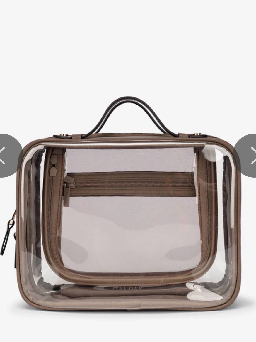 Calpak Clear Cosmetic Case With Taupe Trim